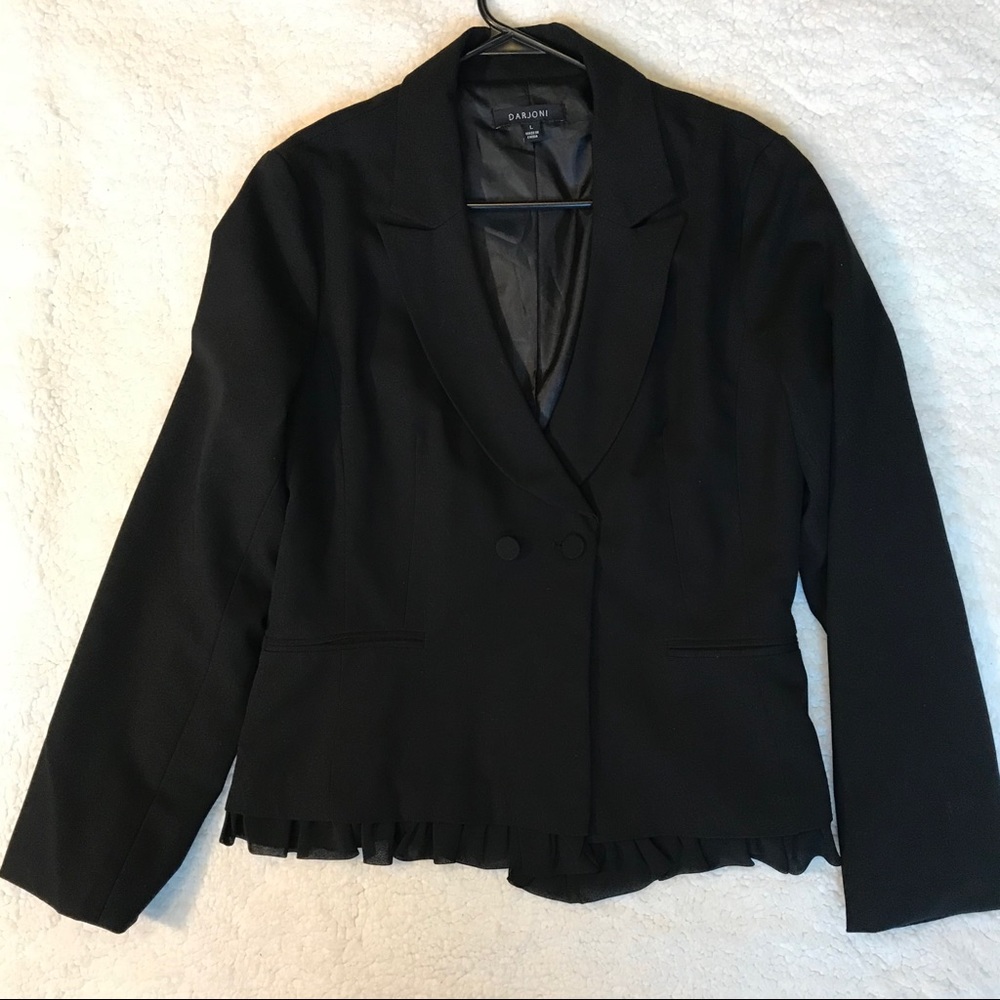Ruffled Black Blazer